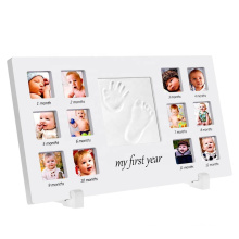 Custom New mother's first gift baby handprint and Footprint photo frame